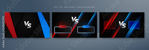 versus vs background with blue and red light, halftone, gradient color for game, battle, fight, competition, match, sport, contest, team, championship, combat, duel, tournament, and 3d effect