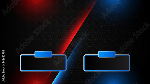 versus vs background with blue and red light, halftone, gradient color for game, battle, fight, competition, match, sport, contest, team, championship, combat, duel, tournament, and 3d effect