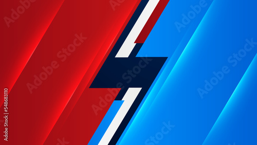 versus vs background with blue and red light, halftone, gradient color for game, battle, fight, competition, match, sport, contest, team, championship, combat, duel, tournament, and 3d effect