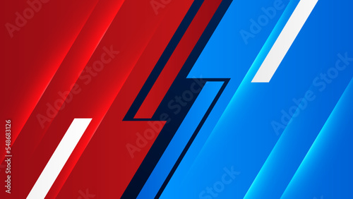 versus vs background with blue and red light, halftone, gradient color for game, battle, fight, competition, match, sport, contest, team, championship, combat, duel, tournament, and 3d effect