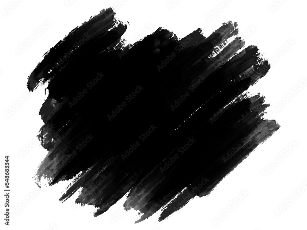 Black oil grungy brush strokes painting, isolated object, smudge or