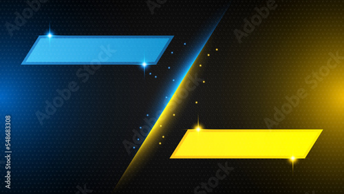 Blue yellow versus vs background. Vector illustration for game, battle, challenge, fight, competition, contest, team, boxing, championship, clash, combat, tournament, conflict, duel, MMA, football