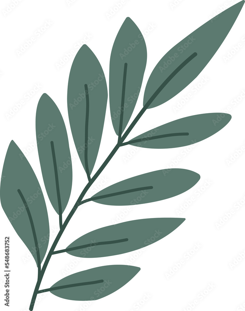 Hand drawn leaf design elements.
