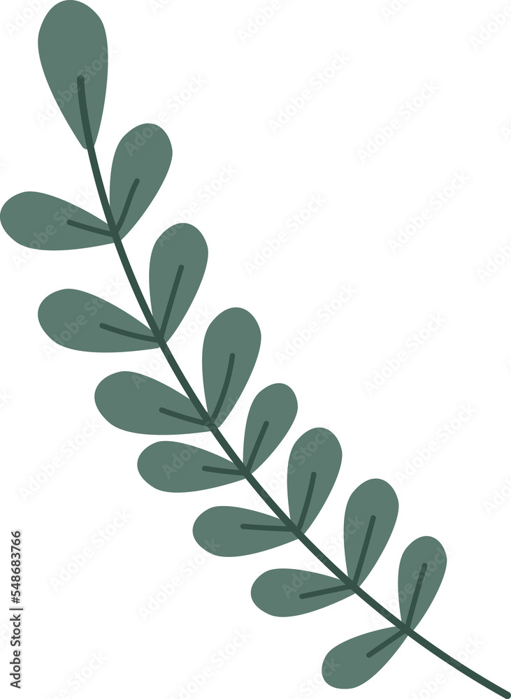 Hand drawn leaf design elements.