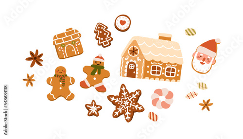 Foto Gingerbreads, Christmas cookies set