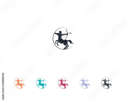Centaur Archer, mythology creature, Sagitarius Zodiac Sign vector logo icon, fast arch logo from fast archer woman centaur vector for logo, sign, emblem or symbol graphic design vector illustration. photo