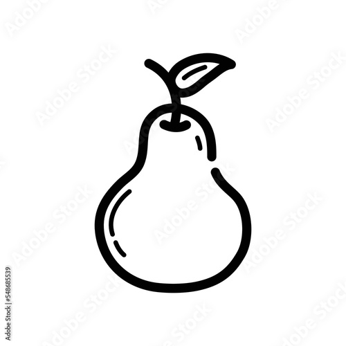 Pear doodle icon. Hand drawn symbol. Vector illustration.