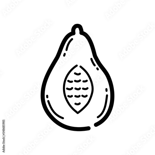 Pappaya doodle icon. Hand drawn symbol. Vector illustration. photo