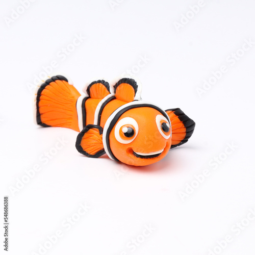  Handmade Figure fish Nemo From cartoon Modeling Plasticine on white 