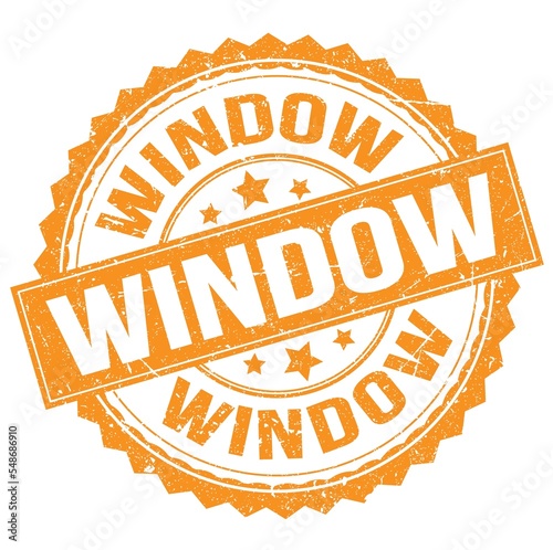 WINDOW text on orange round stamp sign