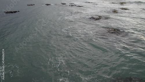 Low Flyover Reefs On The Shore Of Daintree National Park In Cape Tribulation, QLD Australia. Aerial Drone Shot photo