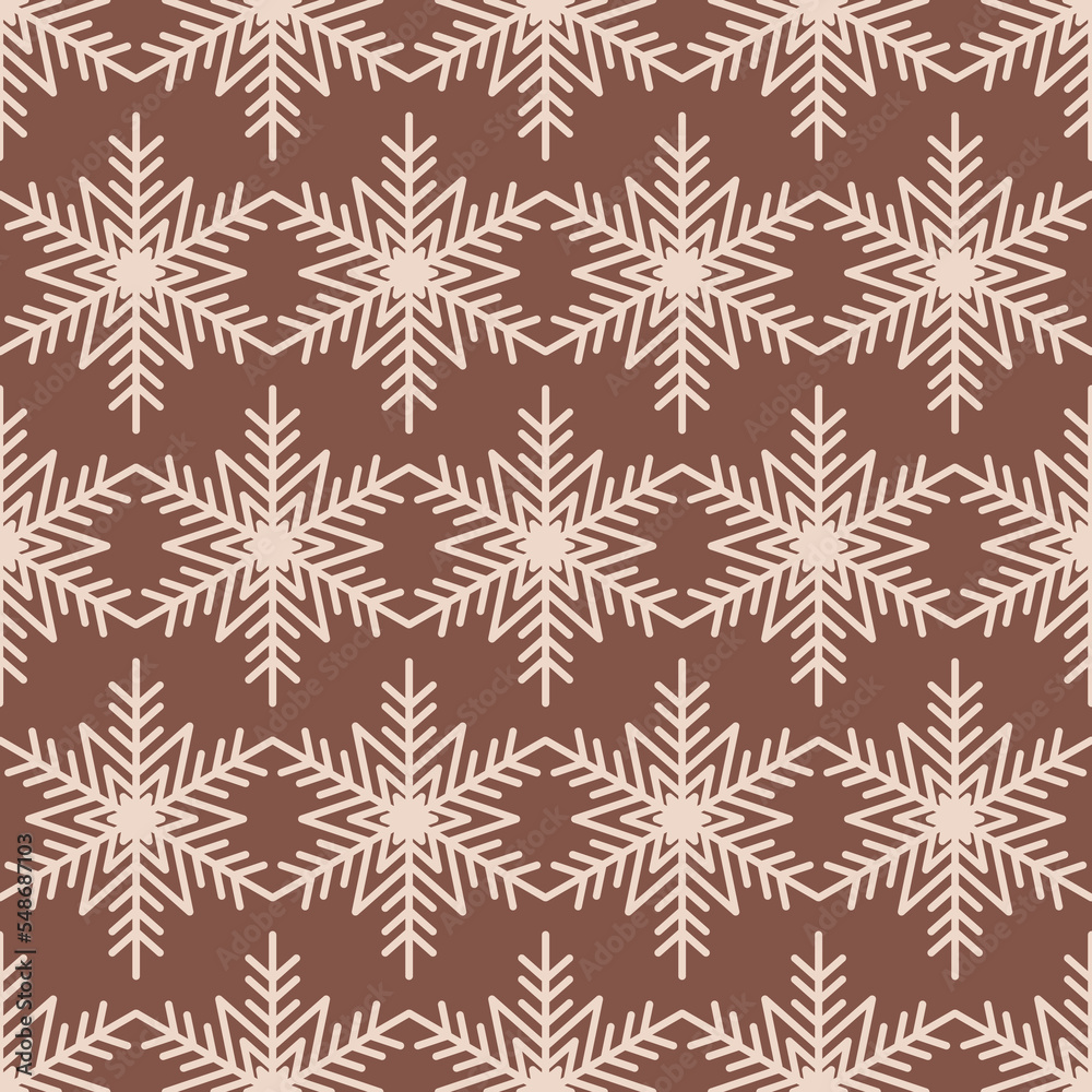Christmas seamless pattern, snowy snowflake New Year background for decorative design