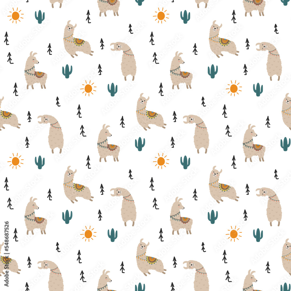 seamless pattern with llamas