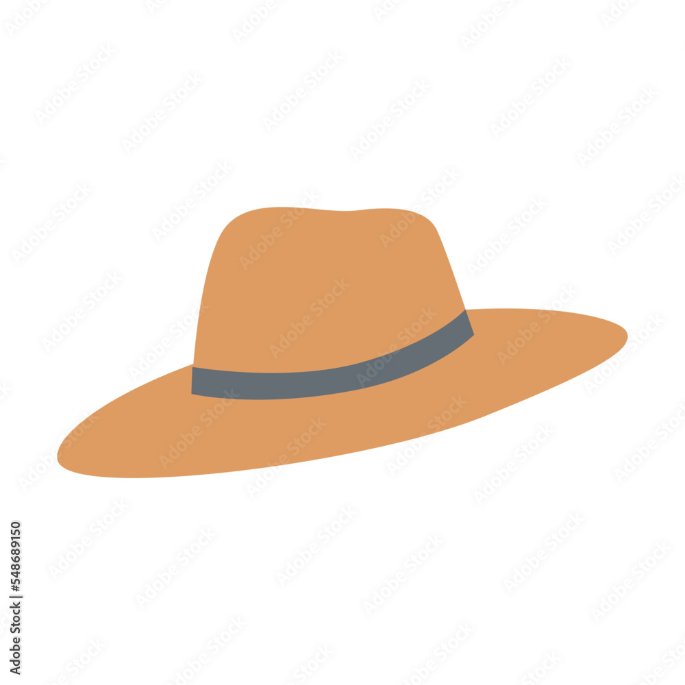 Classic men hat. Clothes, accessories for man and woman. Vector illustration of garment from wardrobe isolated on white Classic men hat. Clothes, accessories for man and woman. Vector illustration of garment from wardrobe isolated on white