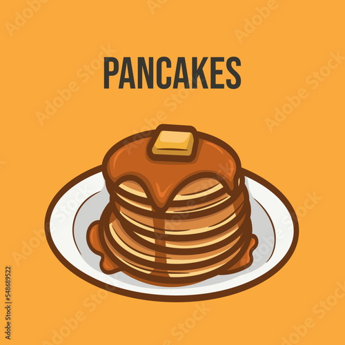 pancakes with syrup and butter on a plate