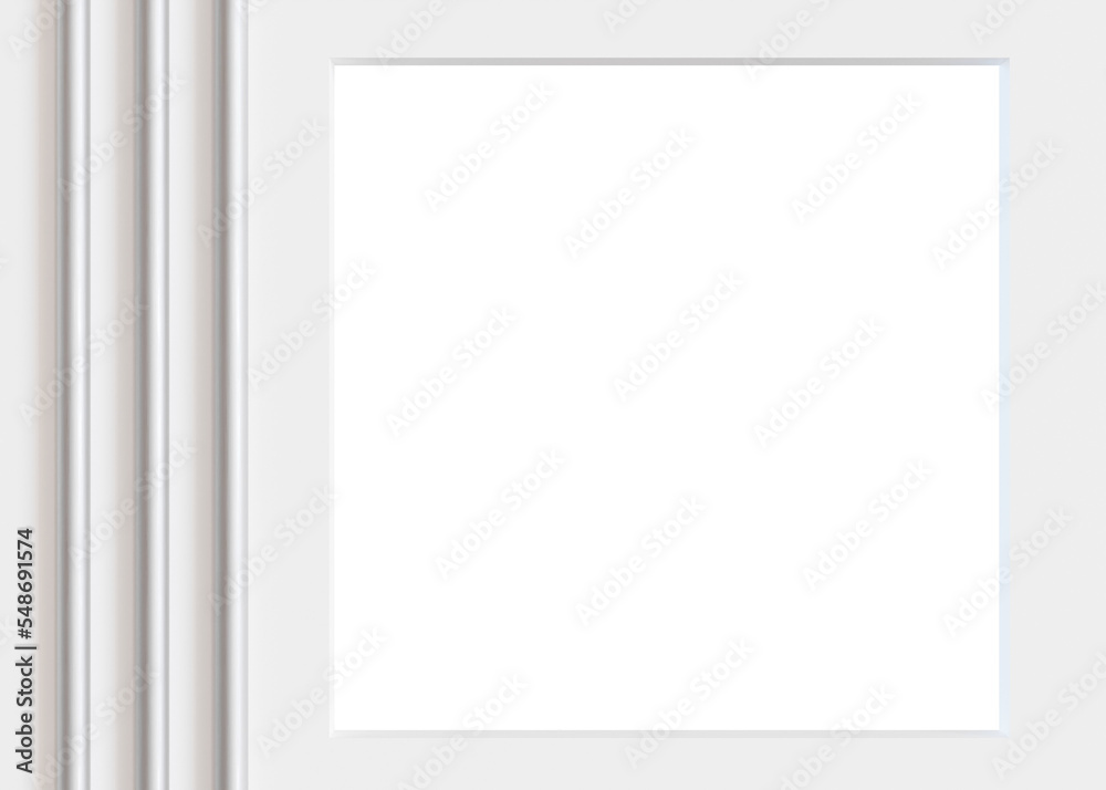 White abstract frame on transparent background. Frame, border with copy space. Cut out graphic design element. Abstract geometric figures, composition with simple forms. 3D rendering. White abstract frame on transparent background. Frame, border with copy space. Cut out graphic design element. Abstract geometric figures, composition with simple forms. 3D rendering.