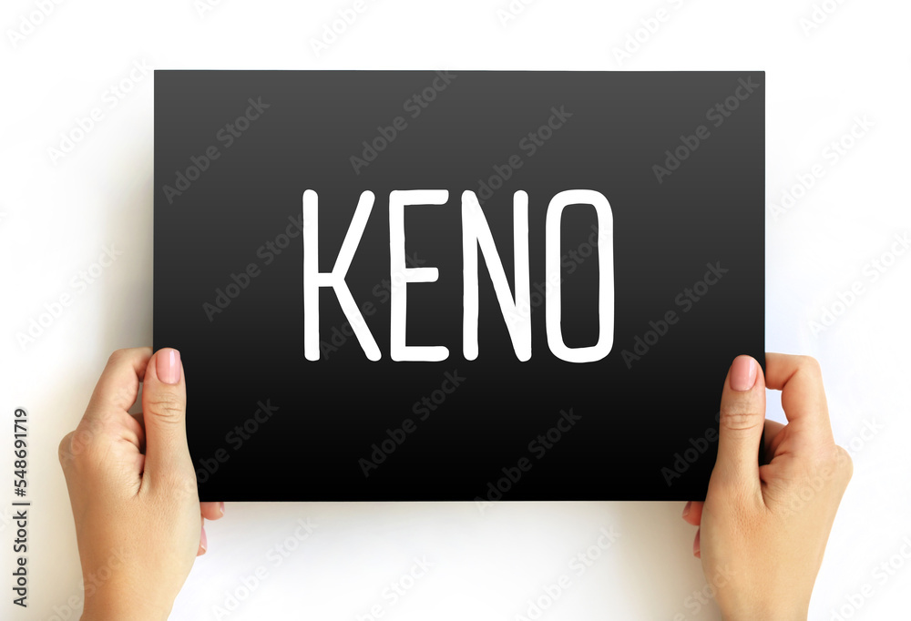 Keno is a lottery-like gambling game often played at modern casinos, text concept on card Keno is a lottery-like gambling game often played at modern casinos, text concept on card