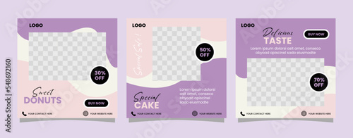 Sweet cake and dessert banner for social media post template design