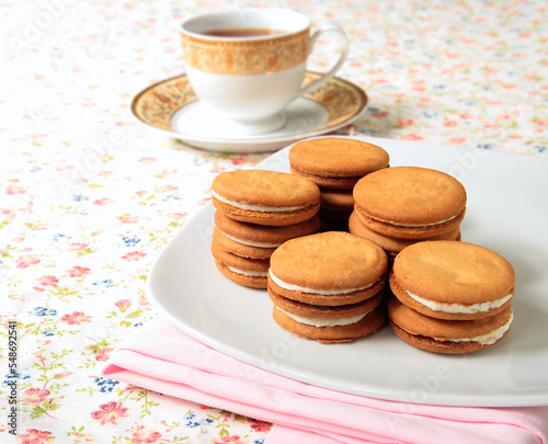 Cream biscuits with tea
