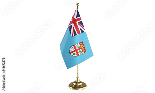 Fiji table flag on white background, 3d rendering, isolated