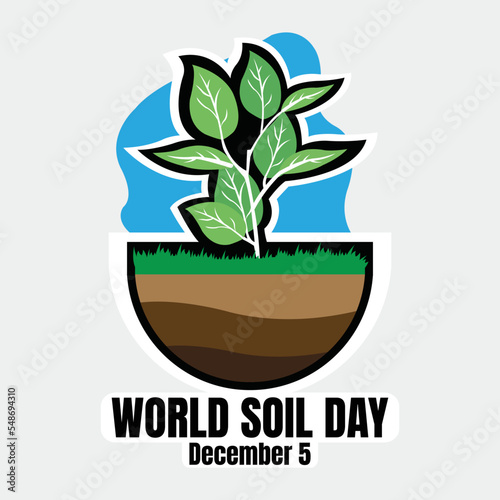 illustration vector graphic of green plants grow in fertile soil, perfect for international day, world soil day, celebrate, greeting card, etc.