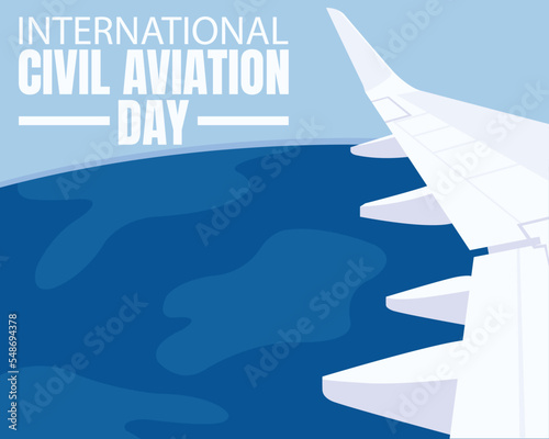 illustration vector graphic of view of the wing from the window of an airplane, perfect for international day, civil aviation day, celebrate, greeting card, etc.