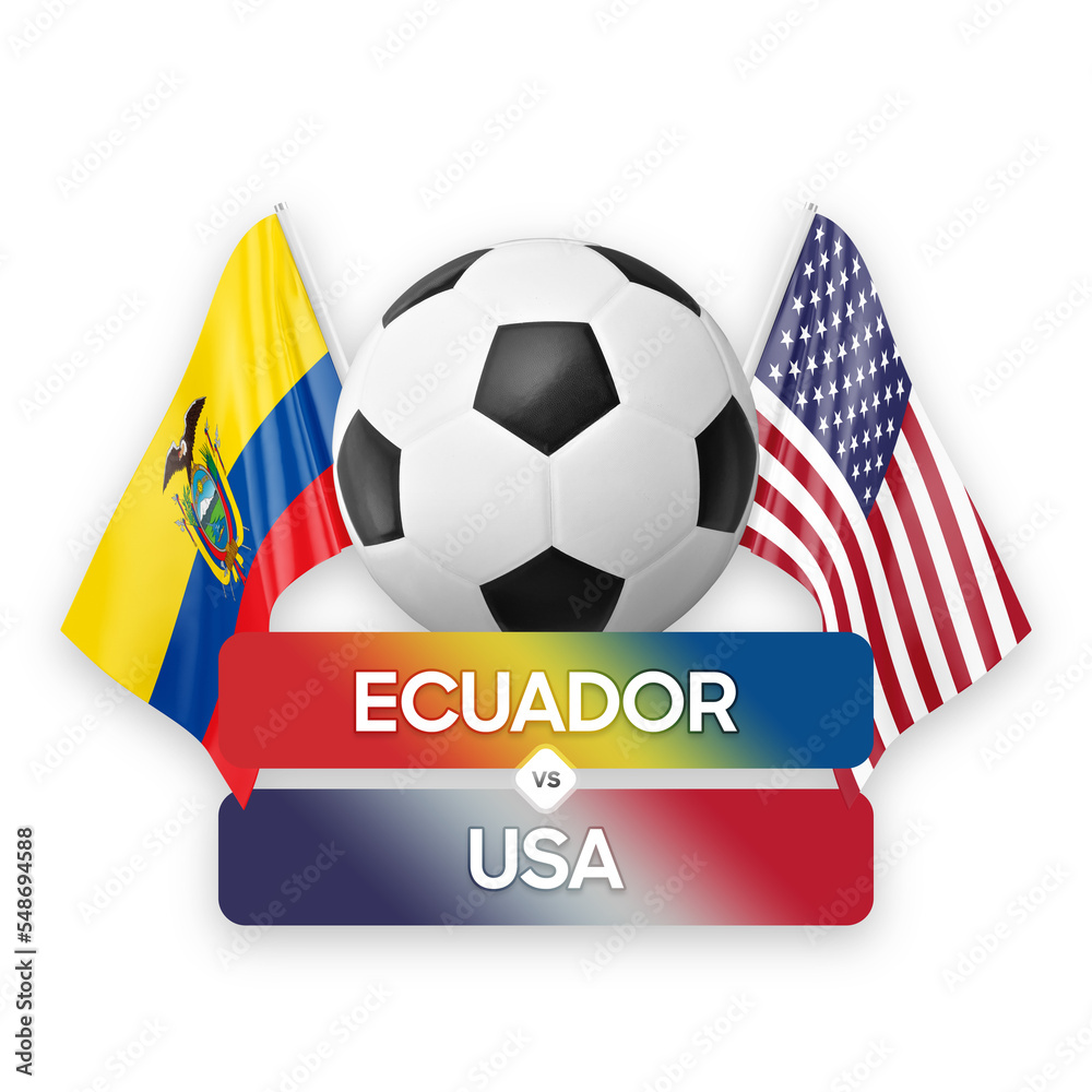 Ecuador vs USA national teams soccer football match competition concept. Ecuador vs USA national teams soccer football match competition concept.