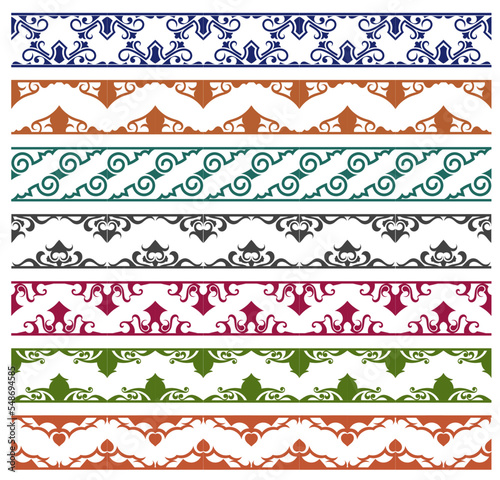 Traditional Ethnic Eastern Border Motifs With Colors