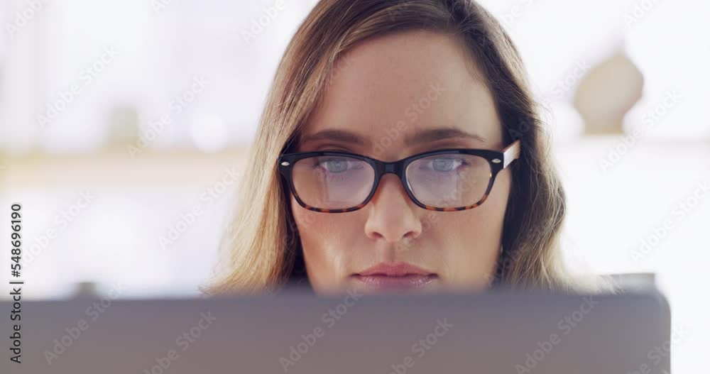 Computer, working and face of business woman review investment portfolio, stock market analytics or economy growth. Financial trading, thinking and investor research crypto, bitcoin or forex big data Computer, working and face of business woman review investment portfolio, stock market analytics or economy growth. Financial trading, thinking and investor research crypto, bitcoin or forex big data
