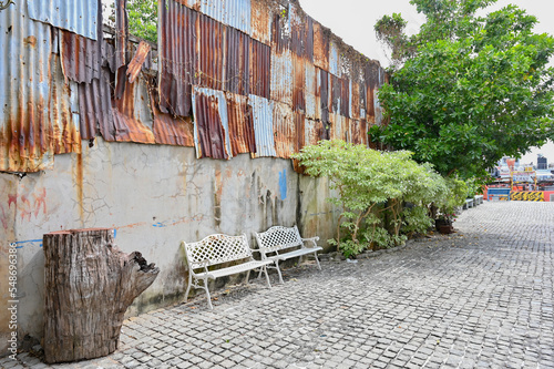 Important buildings of the city,Nakhon Nok Songkhla in thai land ,Songkhla Provincial,street art in Songkhla, Thailand,old building