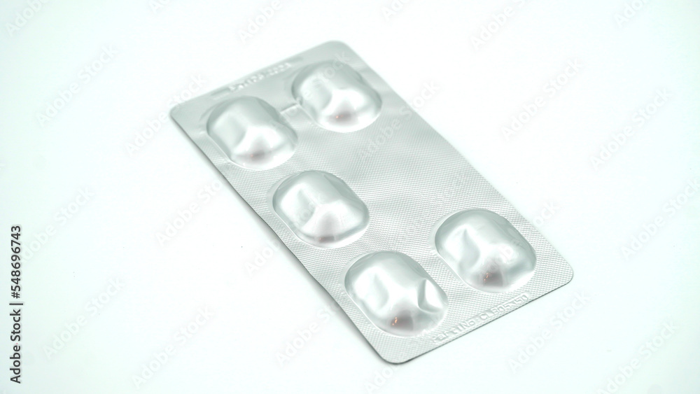 Inner packaging of a capsule antibiotic on a white isolated background Inner packaging of a capsule antibiotic on a white isolated background