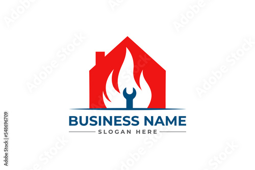 oil and gas with heating icon. HVAC, oil, gas, air condition and heating logo	
