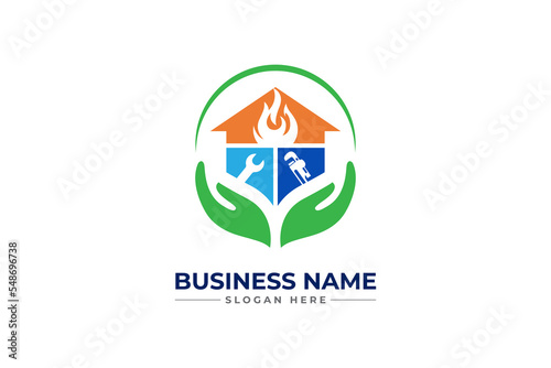 oil and gas with heating icon. HVAC, oil, gas, air condition and heating logo	