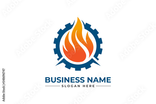 oil and gas with heating icon. HVAC, oil, gas, air condition and heating logo	