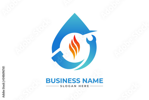 oil and gas with heating icon. HVAC, oil, gas, air condition and heating logo	