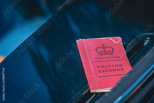 Drivers License on a car windshield