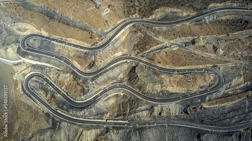 Landscape aerial view of Highways of Luozha Grand mountains, Shannan City, Tibet, China photo