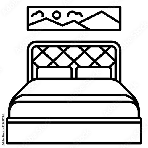 double bed line icon