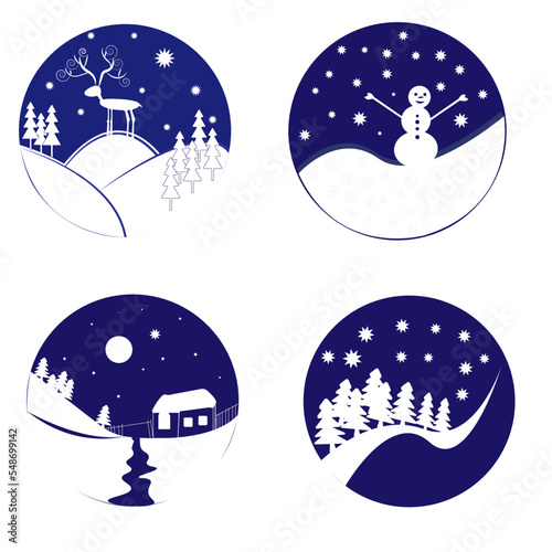 icons set for Christmas and new Year