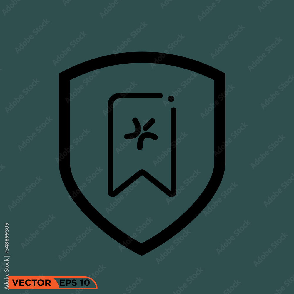 Icon vector graphic of shield pin bookmark Icon vector graphic of shield pin bookmark