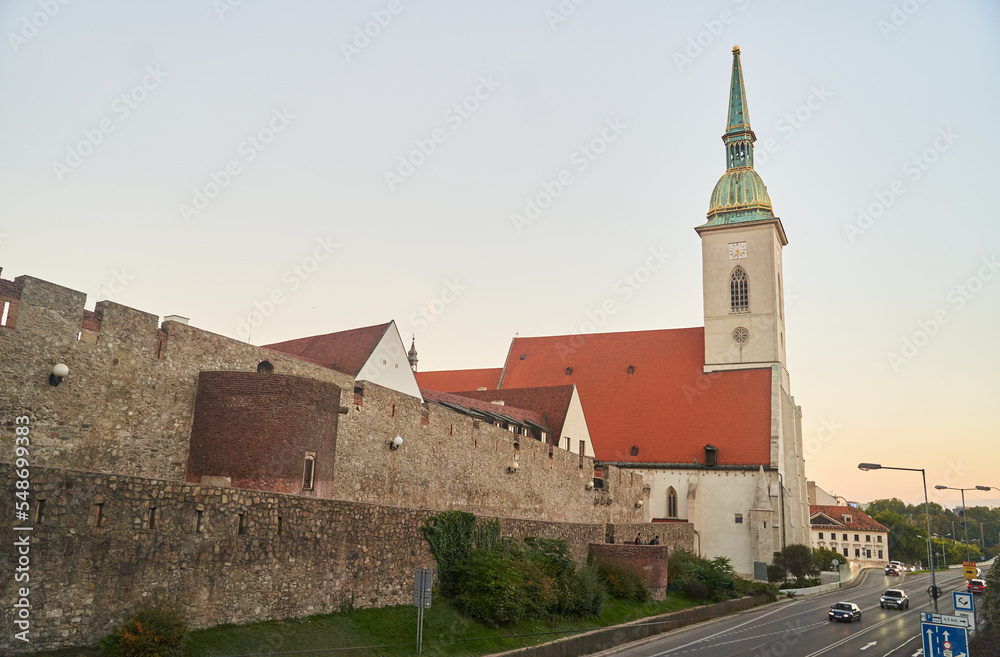 Slovakia, Bratislava - October 8, 2022: View of St Martin's Cathedral in Bratislava. High quality photo