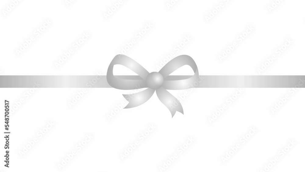 Animated silver ribbon with a bow. Vector illustration isolated on the white background. Animated silver ribbon with a bow. Vector illustration isolated on the white background.