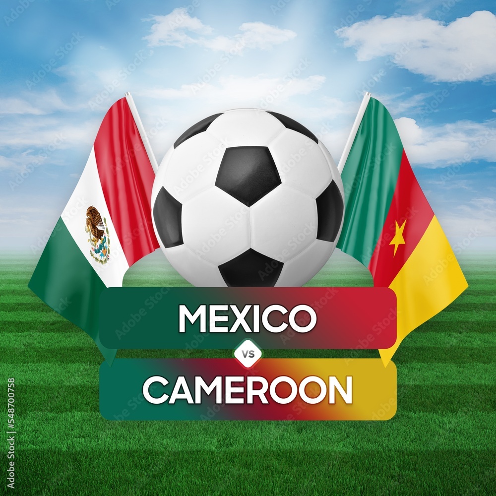 Fototapeta premium Mexico vs Cameroon national teams soccer football match competition concept.