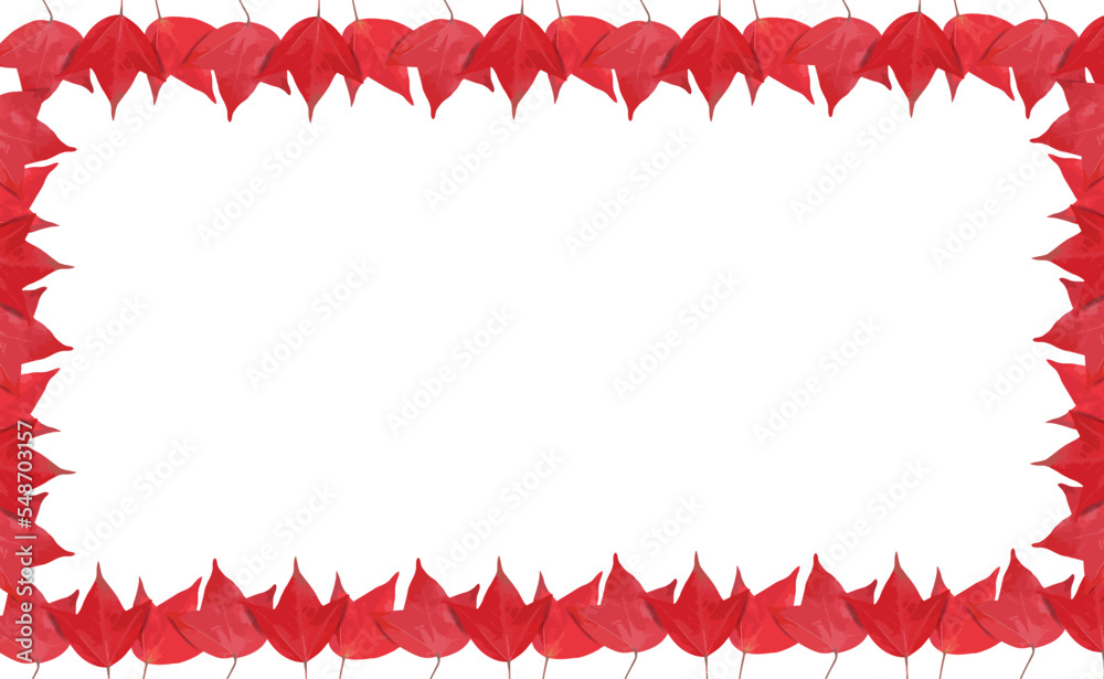 Frame with vivid red maple leaves on white background. Frame with vivid red maple leaves on white background.