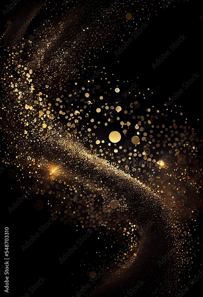 Fototapeta premium Golden dust in wave with sparkling glimmer