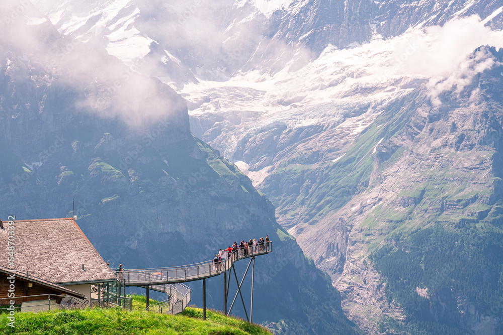Grindelwald First im Berner Oberland in der Schweiz. Beeindruckendes Alpenpanorama in den