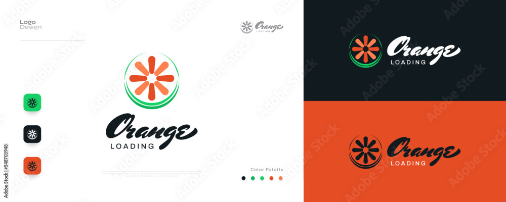 Simple and Minimal Orange Logo Design with Loading Concept. Great for Business, App, Start up Company, and Technology Logo Simple and Minimal Orange Logo Design with Loading Concept. Great for Business, App, Start up Company, and Technology Logo