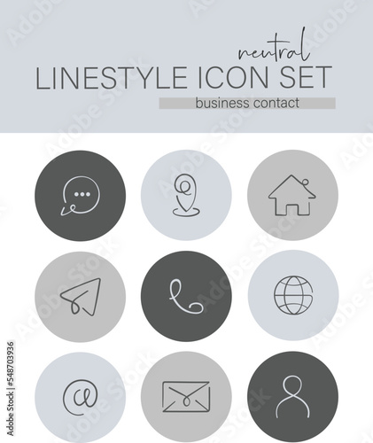 Linestyle Icon Set Business Contact