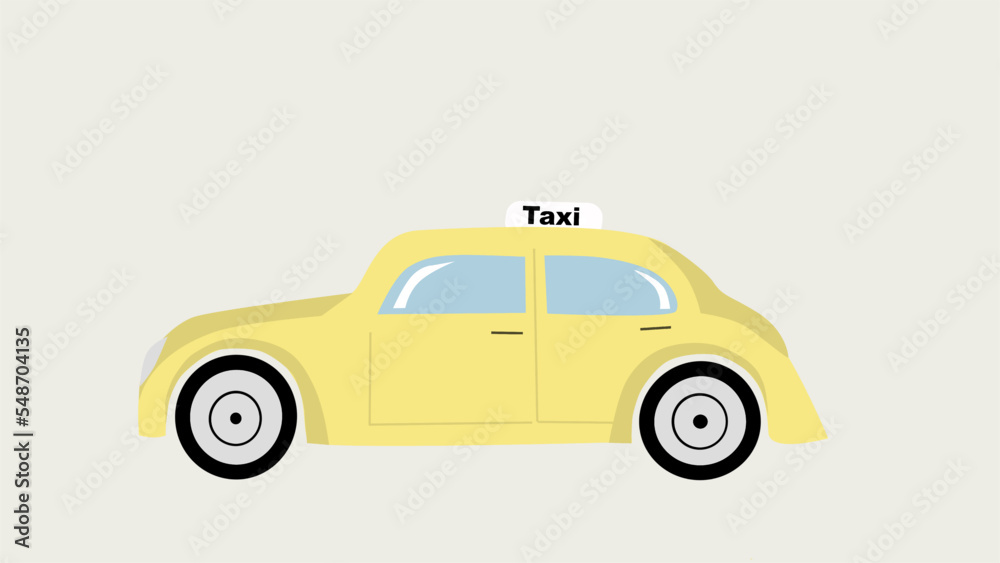yellow car taxi in the beige background