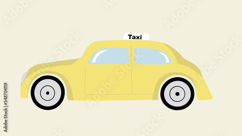 yellow car taxi in the beige background